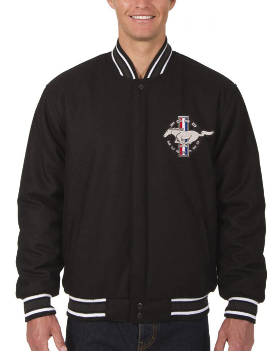 Mustang Varsity Wool Black Jacket Mustang Varsity Wool Black Jacket