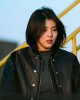 My Name Han So-Hee Black Leather Bomber Jacket