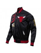 NBA Black Chicago Bulls Satin Jacket