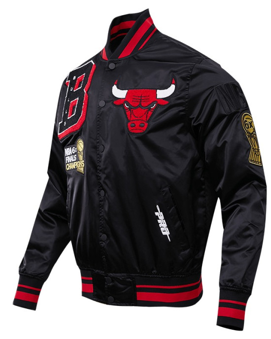 NBA Black Chicago Bulls Satin Jacket