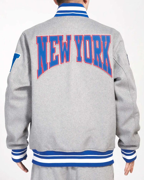 NY Giants Crest Emblem Gray Varsity Wool Jacket NY Giants Crest Emblem Gray Varsity Wool Jacket