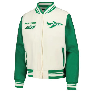 NY Jets Retro Classic Wool & Leather Varsity Jacket