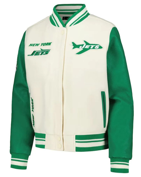 NY Jets Retro Classic Wool & Leather Varsity Jacket NY Jets Retro Classic Wool & Leather Varsity Jacket
