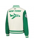 NY Jets Retro Classic Wool & Leather Varsity Jacket