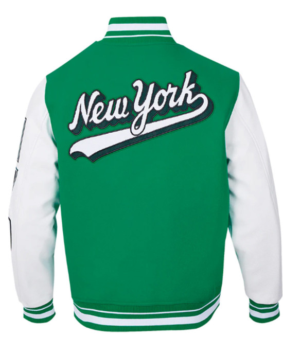 NY Jets Script Tail Classic Rib Varsity Jacket NY Jets Script Tail Classic Rib Varsity Jacket
