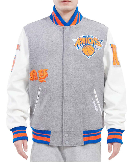 NY Knicks Old English Varsity Jacket NY Knicks Old English Varsity Jacket