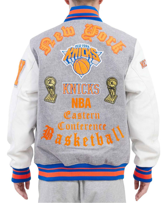 NY Knicks Old English Varsity Jacket NY Knicks Old English Varsity Jacket