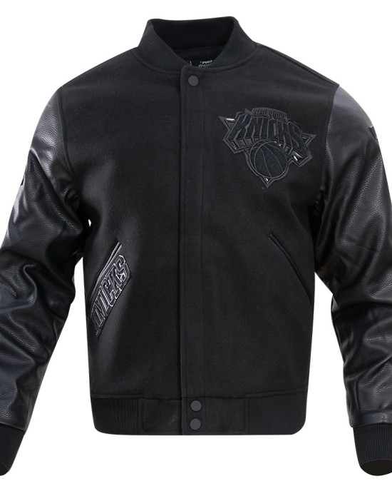 NY Knicks Wool And Leather Black Varsity Jacket NY Knicks Wool And Leather Black Varsity Jacket