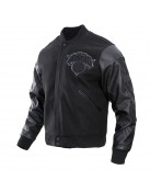 NY Knicks Wool And Leather Black Varsity Jacket