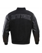 NY Knicks Wool And Leather Black Varsity Jacket