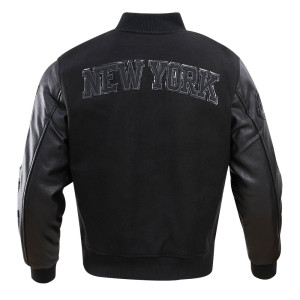 NY Knicks Wool And Leather Black Varsity Jacket