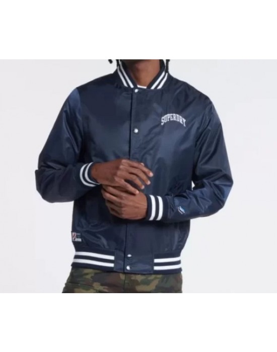 Navy Blue Classic Varsity Baseball Men Jacket