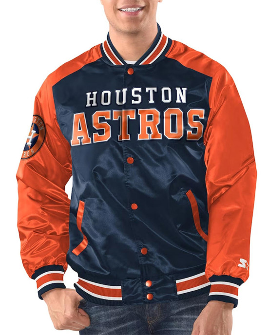 Navy/Orange Houston Astros Renegade Varsity Satin Jacket Navy/Orange Houston Astros Renegade Varsity Satin Jacket