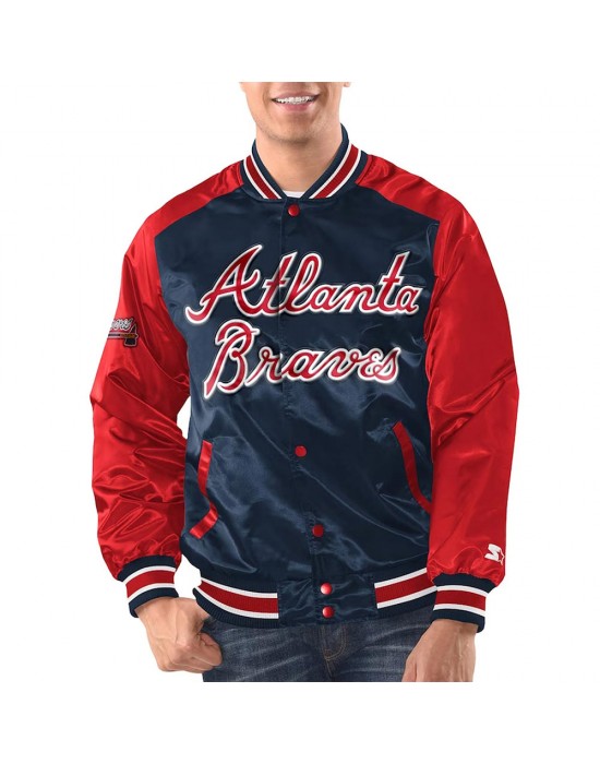 Navy/Red Atlanta Braves Renegade Varsity Satin Jacket