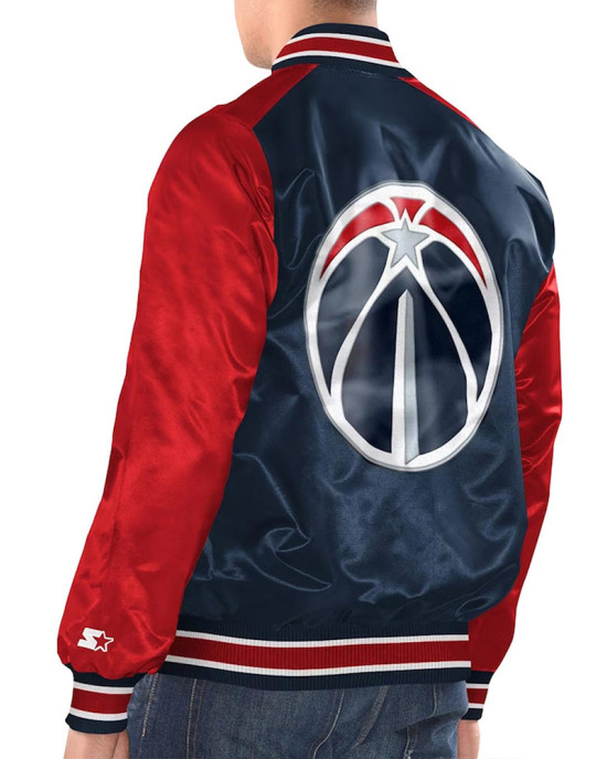 Navy/Red Washington Wizards Renegade Varsity Satin Jacket Navy/Red Washington Wizards Renegade Varsity Satin Jacket