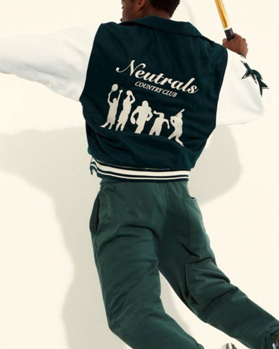 Neutrals Country Club Green Varsity Jacket Neutrals Country Club Green Varsity Jacket