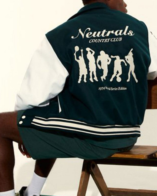 Neutrals Country Club Green Varsity Jacket Neutrals Country Club Green Varsity Jacket