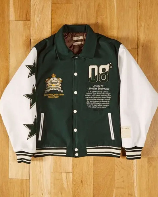 Neutrals Country Club Green Varsity Jacket Neutrals Country Club Green Varsity Jacket