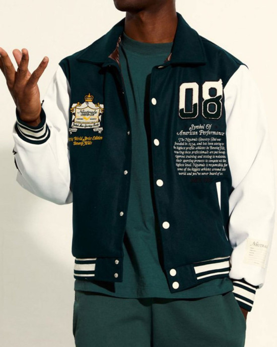 Neutrals Country Club Green Varsity Jacket Neutrals Country Club Green Varsity Jacket