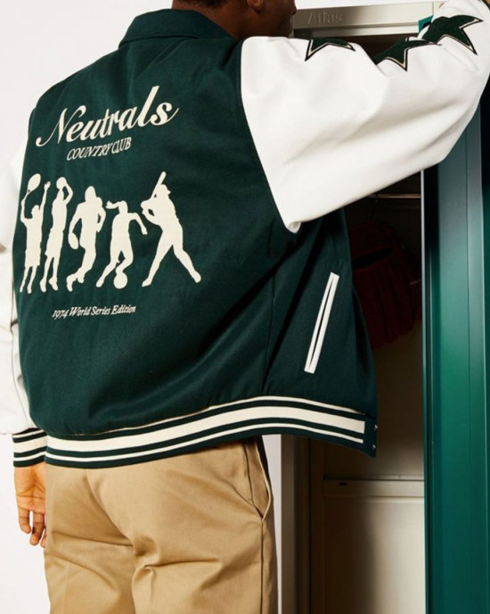 Neutrals Country Club Green Varsity Jacket Neutrals Country Club Green Varsity Jacket