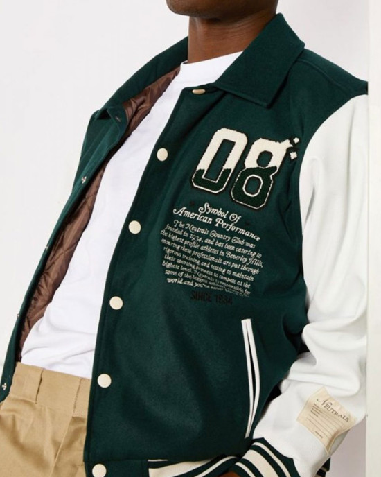 Neutrals Country Club Green Varsity Jacket Neutrals Country Club Green Varsity Jacket