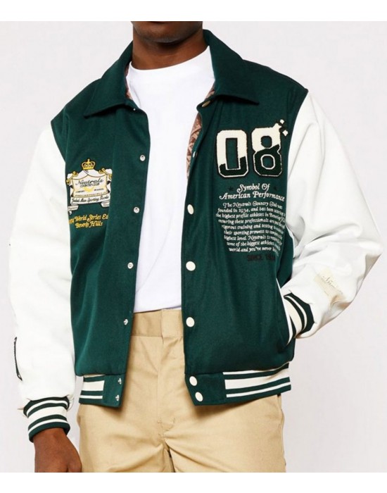 Neutrals Country Club Green Varsity Jacket