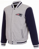 New England Patriots Varsity Gray and Navy Wool Jacket New England Patriots Varsity Gray and Navy Wool Jacket