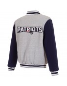 New England Patriots Varsity Gray and Navy Wool Jacket