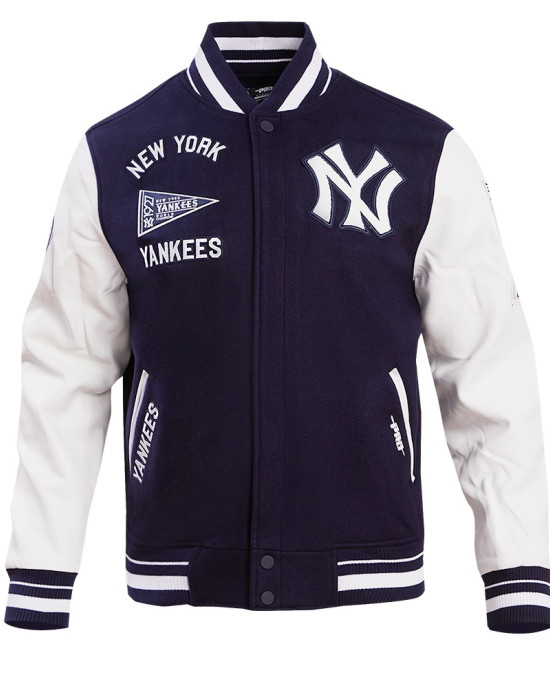New York Yankees Retro Classic Navy Blue Wool Varsity Jacket New York Yankees Retro Classic Navy Blue Wool Varsity Jacket