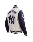 New York Yankees Retro Classic Off White Wool Varsity Jacket