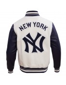 New York Yankees Retro Classic Off White Wool Varsity Jacket