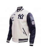 New York Yankees Retro Classic Off White Wool Varsity Jacket