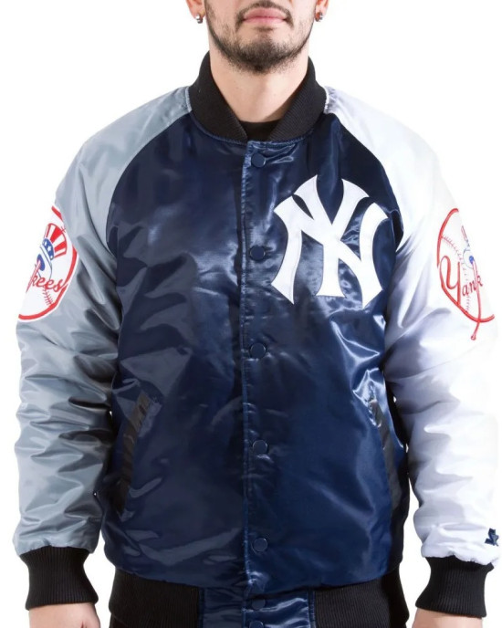 New York Yankees Tri-Color Satin Jacket New York Yankees Tri-Color Satin Jacket
