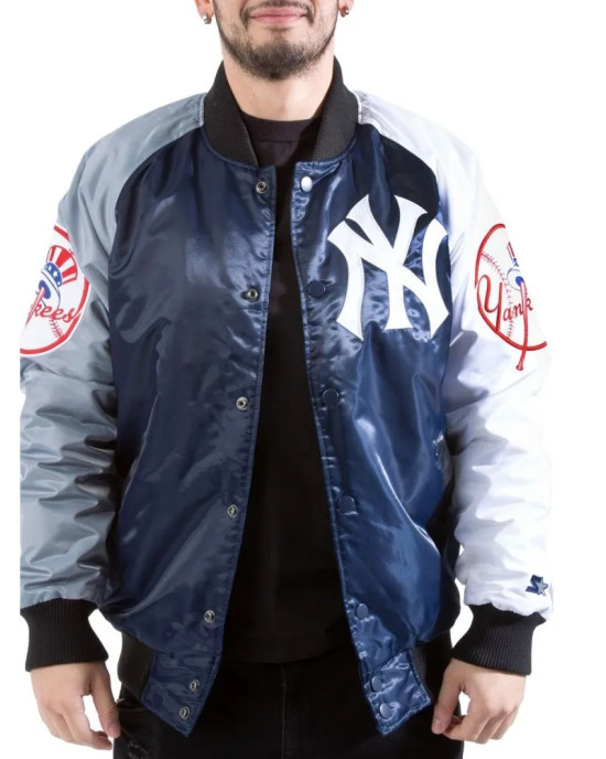 New York Yankees Tri-Color Satin Jacket New York Yankees Tri-Color Satin Jacket