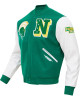 Norfolk State Spartans Classic Green and White Varsity Jacket Norfolk State Spartans Classic Green and White Varsity Jacket