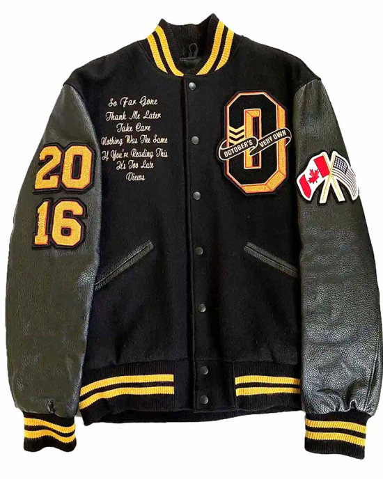 OVO Drake Black Wool Varsity Jacket OVO Drake Black Wool Varsity Jacket