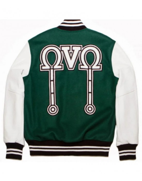 OVO Green and White Letterman Jacket