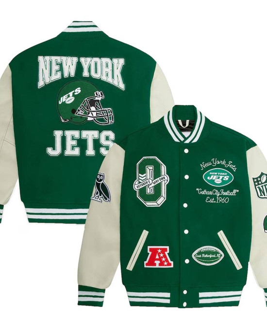 OVO NY Jets Green Varsity Jacket OVO NY Jets Green Varsity Jacket