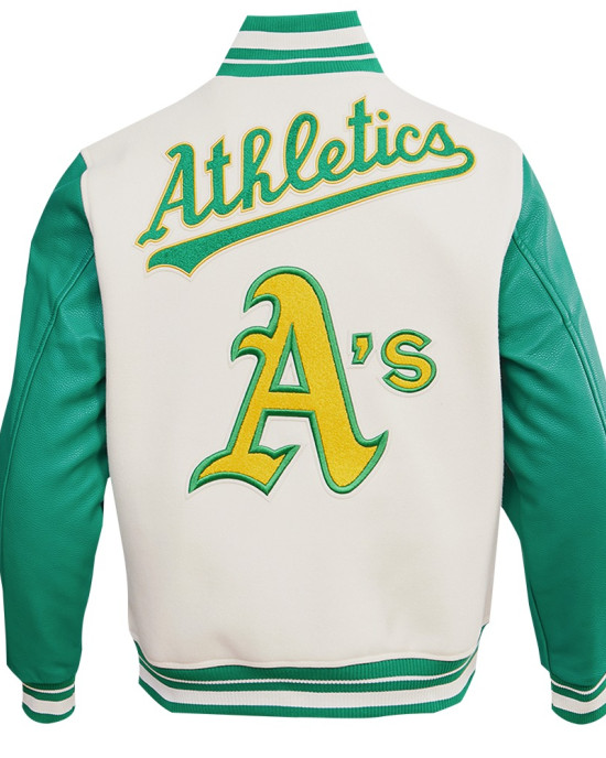 Oakland Athletics Retro Classic Off White Wool Varsity Jacket Oakland Athletics Retro Classic Off White Wool Varsity Jacket