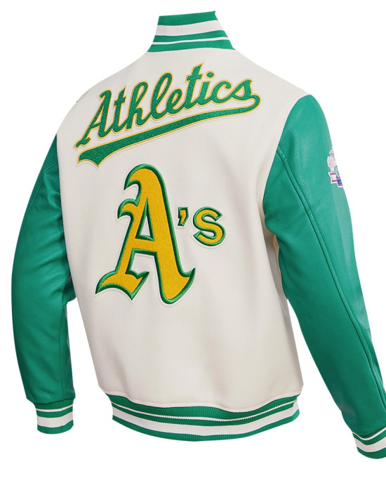 Oakland Athletics Retro Classic Off White Wool Varsity Jacket Oakland Athletics Retro Classic Off White Wool Varsity Jacket