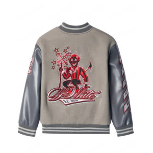 Off White Ac Milan Grey Wool Varsity Jacket
