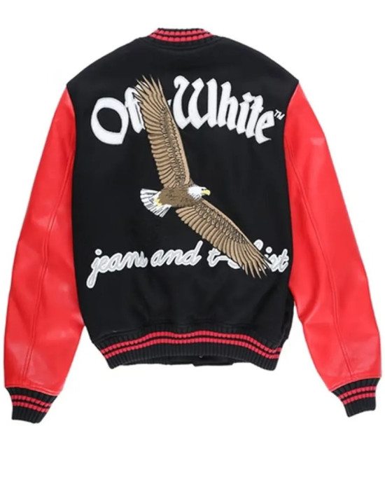 Off-White Eagle 23 Red and Black Varsity Jacket Off-White Eagle 23 Red and Black Varsity Jacket