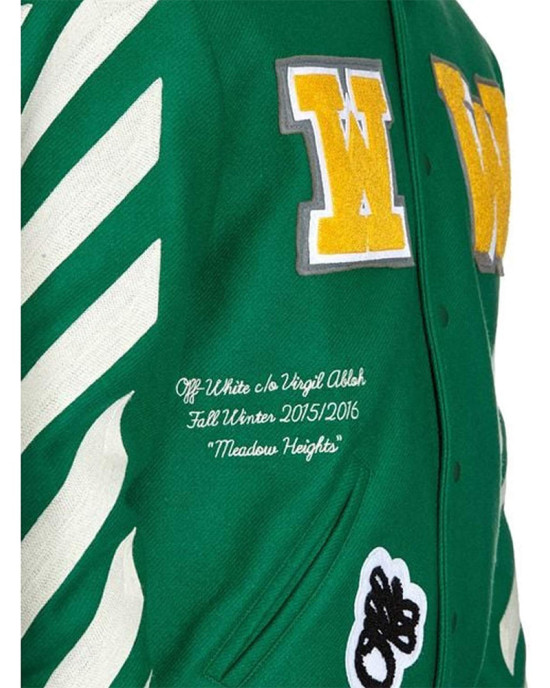 Off-White Green Letterman Wool Jacket Off-White Green Letterman Wool Jacket