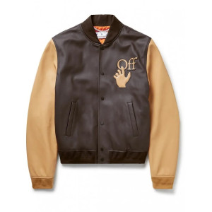 Off-White Leather Varsity Jacket