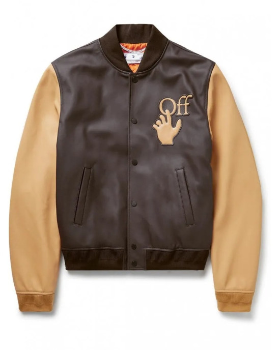 Off-White Leather Varsity Jacket