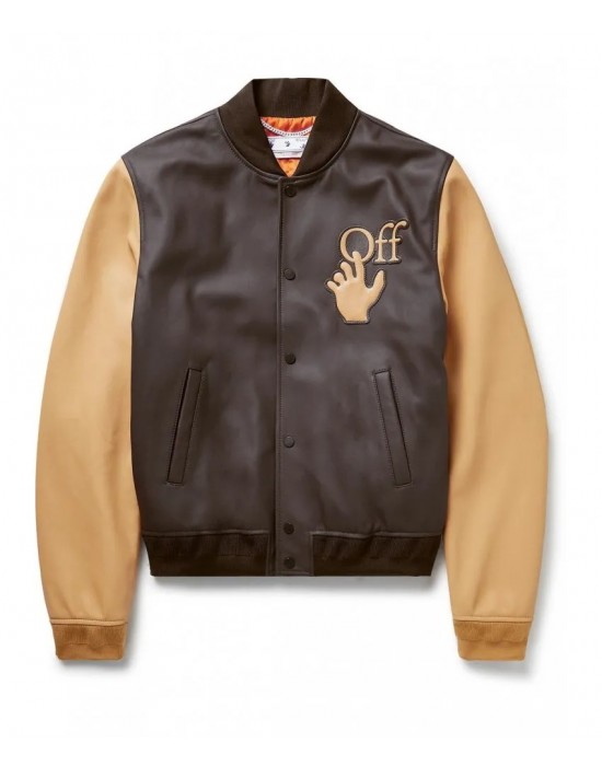 Off-White Leather Varsity Jacket