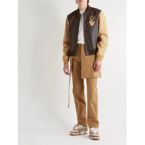 Off-White Leather Varsity Jacket