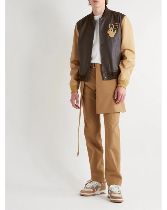 Off-White Leather Varsity Jacket