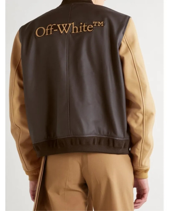 Off-White Leather Varsity Jacket