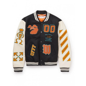 Off-White Wool-Blend Varsity Jacket